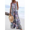imageCHARTOU Women Wide Leg Jumpsuit Floral Sleeveless Romper Hippie Pants Boho Summer Flowy Jumpsuit Cargo Overall PocketFloral 6
