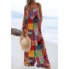 imageCHARTOU Women Wide Leg Jumpsuit Floral Sleeveless Romper Hippie Pants Boho Summer Flowy Jumpsuit Cargo Overall PocketFloral 7