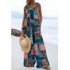 imageCHARTOU Women Wide Leg Jumpsuit Floral Sleeveless Romper Hippie Pants Boho Summer Flowy Jumpsuit Cargo Overall PocketFloral 8