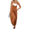 imageCHARTOU Women Wide Leg Jumpsuit One Piece Loose Spaghetti Straps Sleeveless Jumpsuits Flowy Pants Summer romperDark Khaki