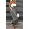 imageCHARTOU Women Wide Leg Jumpsuit One Piece Loose Spaghetti Straps Sleeveless Jumpsuits Flowy Pants Summer romperGrey
