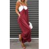 imageCHARTOU Women Wide Leg Jumpsuit One Piece Loose Spaghetti Straps Sleeveless Jumpsuits Flowy Pants Summer romperRed
