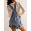 imageCHARTOU Womens Bib Corduroy Overalls Shorts Jumpsuit Adjustable Strap Romper Roll Up Shortalls with PocketsBlue