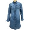 imageCHARTOU Womens Casual Button Down Denim Tunic Shirt Dress Distressed Bell Sleeve Mini Shirt DressLight Blue