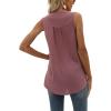imageCHARTOU Womens Chiffon Pom Pom Tank Top Swiss Dot VNeck Sleeveless High Low Tee ShirtFuchsia
