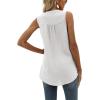 imageCHARTOU Womens Chiffon Pom Pom Tank Top Swiss Dot VNeck Sleeveless High Low Tee ShirtWhite
