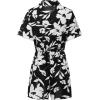 imageCHARTOU Womens Lightweight Floral Print WideLeg Beach Shorts Romper Overalls JumpsuitBlack