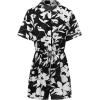 imageCHARTOU Womens Lightweight Floral Print WideLeg Beach Shorts Romper Overalls JumpsuitBlack