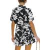 imageCHARTOU Womens Lightweight Floral Print WideLeg Beach Shorts Romper Overalls JumpsuitBlack