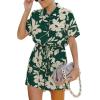 imageCHARTOU Womens Lightweight Floral Print WideLeg Beach Shorts Romper Overalls JumpsuitGreen