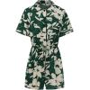 imageCHARTOU Womens Lightweight Floral Print WideLeg Beach Shorts Romper Overalls JumpsuitGreen