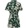 imageCHARTOU Womens Lightweight Floral Print WideLeg Beach Shorts Romper Overalls JumpsuitGreen