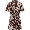 imageCHARTOU Womens Lightweight Floral Print WideLeg Beach Shorts Romper Overalls JumpsuitWine Red