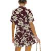 imageCHARTOU Womens Lightweight Floral Print WideLeg Beach Shorts Romper Overalls JumpsuitWine Red