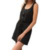 imageCHARTOU Womens Lightweight UNeck Drawstring Waist Loose Fit Romper Jumpsuit Overalls ShortsBlack