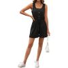 imageCHARTOU Womens Lightweight UNeck Drawstring Waist Loose Fit Romper Jumpsuit Overalls ShortsBlack
