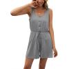 imageCHARTOU Womens Lightweight UNeck Drawstring Waist Loose Fit Romper Jumpsuit Overalls ShortsGrey