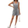 imageCHARTOU Womens Lightweight UNeck Drawstring Waist Loose Fit Romper Jumpsuit Overalls ShortsGrey