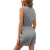 imageCHARTOU Womens Lightweight UNeck Drawstring Waist Loose Fit Romper Jumpsuit Overalls ShortsGrey