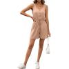 imageCHARTOU Womens Lightweight UNeck Drawstring Waist Loose Fit Romper Jumpsuit Overalls ShortsKhaki