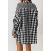imageCHARTOU Womens Oversized Button Down Shirt Boyfriend Style Contrast Plaid Blouse TopsBlack