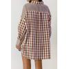 imageCHARTOU Womens Oversized Button Down Shirt Boyfriend Style Contrast Plaid Blouse TopsCoffee