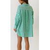 imageCHARTOU Womens Oversized Button Down Shirt Boyfriend Style Contrast Plaid Blouse TopsGreen