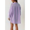 imageCHARTOU Womens Oversized Button Down Shirt Boyfriend Style Contrast Plaid Blouse TopsPurple