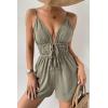 imageCHARTOU Womens Sexy Spaghetti Straps Backless Smocked Waist SelfTie Shorts Overall Jumpsuit OutfitsArmy Green