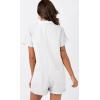 imageCHARTOU Womens Summer Cotton linen Deep V Neck Short Romper 3 Button Beach Jumpsuit Overalls