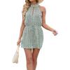 imageCHARTOU Womens Summer Halter Neck Cut Out Floral Print Wide Leg Shorts Jumpsuit Overall RompersGreen