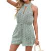 imageCHARTOU Womens Summer Halter Neck Cut Out Floral Print Wide Leg Shorts Jumpsuit Overall RompersGreen