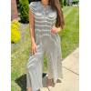 imageCHARTOU Womens Summer Loose Stripes Overalls Cap Sleeve One Piece Jumpsuit Buttons Wide Leg Pants RomperBlack