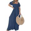 imageCHARTOU Casual Smocked Jumpsuit Women Short Sleeve Wide Leg Jumpsuit Square Neck Loose Overalls Flowy Long RomperNavy Blue