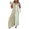 imageCHARTOU Loose Striped Wide Leg Jumpsuit for Women Summer Comfy Sleeveless Romper Baggy OverallGreen
