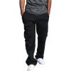 imageCHARTOU Men Casual Straight Leg Elastic Waist Lounge Pants Cargo Sweatpants with Pockets DrawstringBlack