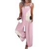 imageCHARTOU Summer Casual Boho Jumpsuits for Women Loose Wide Leg Overalls Floral Printed Baggy RomperPink