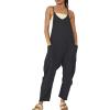imageCHARTOU Women Baggy Sleeveless Slip Jumpsuit Loose Long Romper Harem Pants Overalls Dungaree Outfit PocketBlack