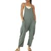 imageCHARTOU Women Baggy Sleeveless Slip Jumpsuit Loose Long Romper Harem Pants Overalls Dungaree Outfit PocketGreen
