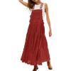 imageCHARTOU Women Bib Overall Dress Jumper Babydoll Pinafore Dress Embroidered Lace Maternity Straps Suspender DressRed