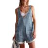 imageCHARTOU Women Casual Denim Short Overalls Rolled Cuff Barrel Shorts Jumpsuit RompersLight Blue