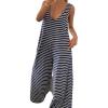 imageCHARTOU Women Casual Striped Sleeveless Tank Jumpsuits Color Block Loose Wide Leg Romper Flowy Palazzo PantsBlack