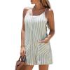 imageCHARTOU Women Casual Stripes Sleeveless Rompers Summer Adjustable Spaghetti Strap Shorts Jumpsuit OverallGreen