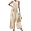 imageCHARTOU Women Cotton Wide Leg Overalls Jumpsuits Linen Loose Bib Romper One Piece Straps Flowy Palazzo Jumpsuit PocketApricot