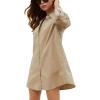 imageCHARTOU Women Loose Fit Dress Shirt Button Down Collared V Neck Tunic Blouse TopsKhaki