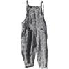 imageCHARTOU Women Oversized Summer Casual Stripes Cargo Jumpsuit Wide Leg Bib Overall Striped Linen Pants Dungarees PocketBlack Plaid