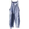 imageCHARTOU Women Oversized Summer Casual Stripes Cargo Jumpsuit Wide Leg Bib Overall Striped Linen Pants Dungarees PocketBlue Stripe