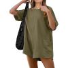 imageCHARTOU Women Oversized T Shirt Romper Short Sleeve Jumpsuit Overall Athletic Workout Modest Mini Tee RomperArmy Green