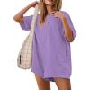 imageCHARTOU Women Oversized T Shirt Romper Short Sleeve Jumpsuit Overall Athletic Workout Modest Mini Tee RomperViolet