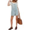 imageCHARTOU Women Summer Casual Denim Romper Adjustable Straps Wide Leg Shorts Jumpsuit with PocketsLight Blue